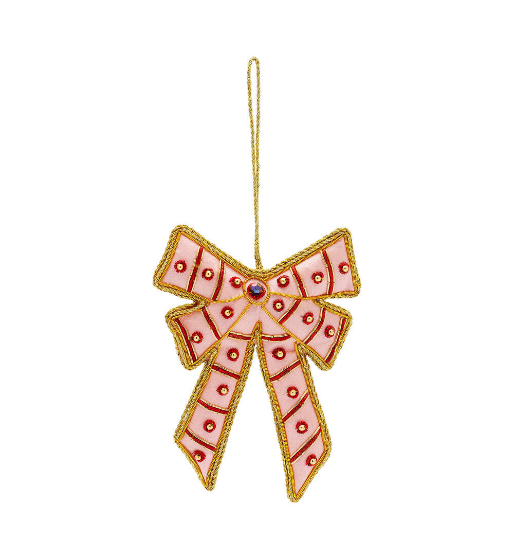 Extravagant sløjfe juleophæng - Pink